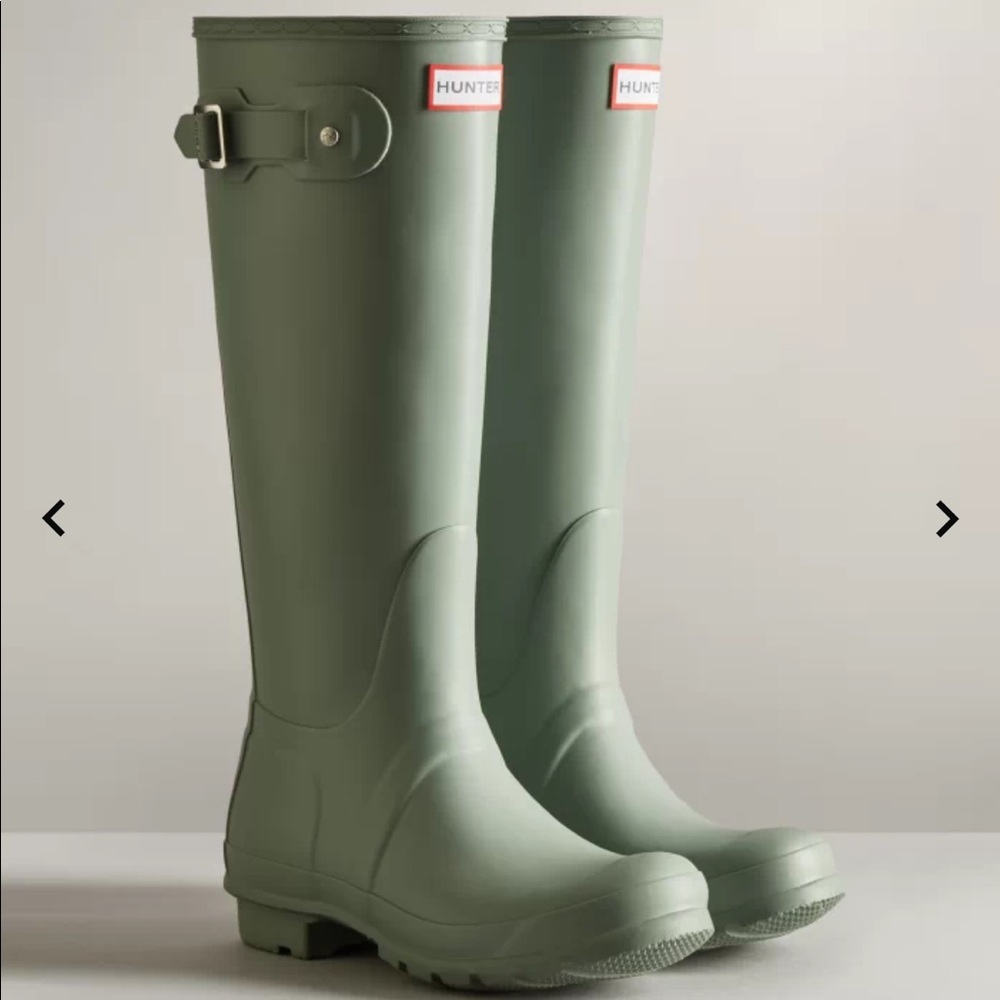 Hunter Women's Original Tall Rain Boots, sweet gale green, 38eu, with boot socks